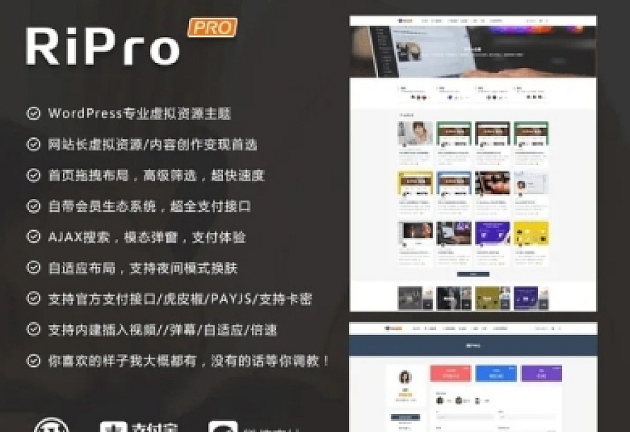 【整站程序】wordpress-RiPro-V2去授权WordPress主题虚拟收费主题源码下载