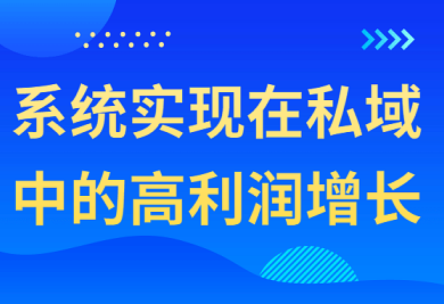 系统实现在私域中的高利润增长