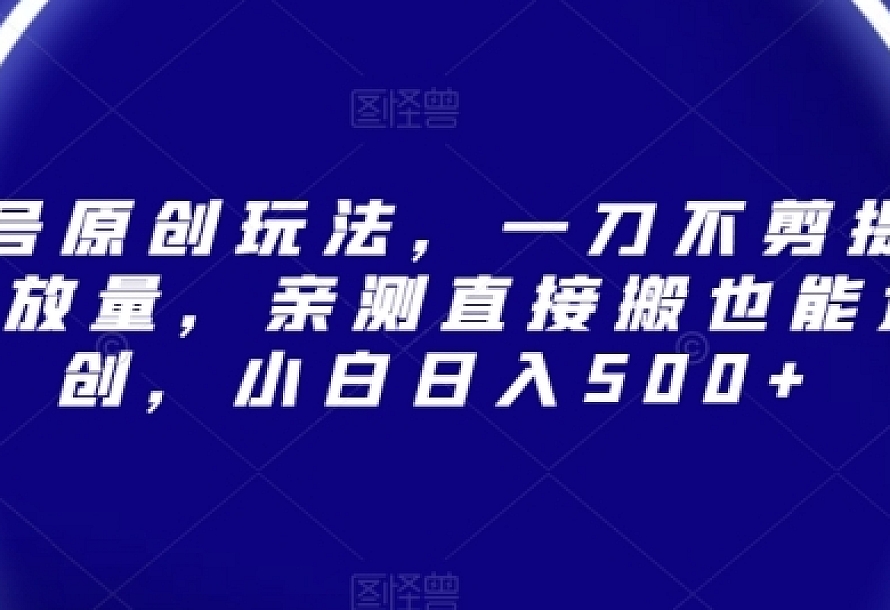 视频号原创玩法,一刀不剪提升5倍播放量,亲测直接搬也能过原创,小白日入500+【揭秘】