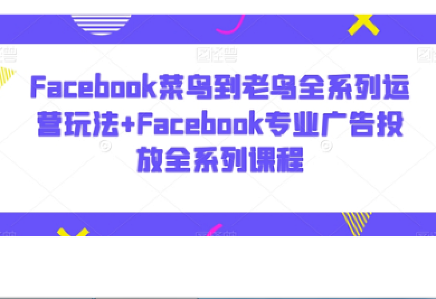 Facebook菜鸟到老鸟全系列运营玩法+Facebook专业广告投放全系列课程