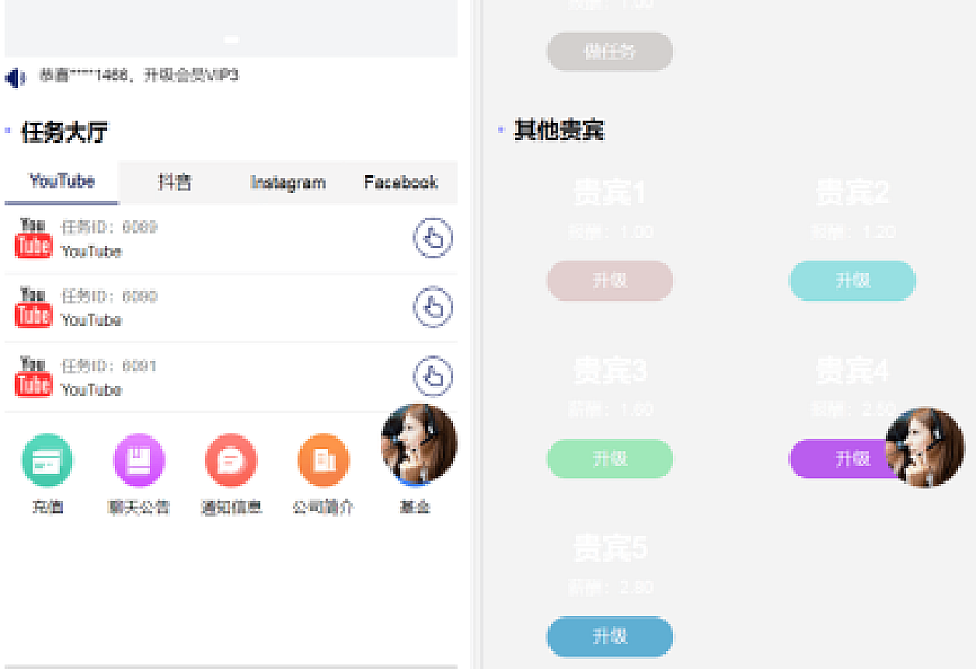 海外YouTube视频点赞刷单悬赏任务投资理财源码/tiktok国际版刷单理财