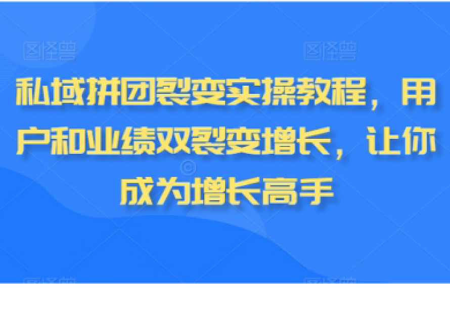 私域拼团裂变实操教程,用户和业绩双裂变增长,让你成为增长高手