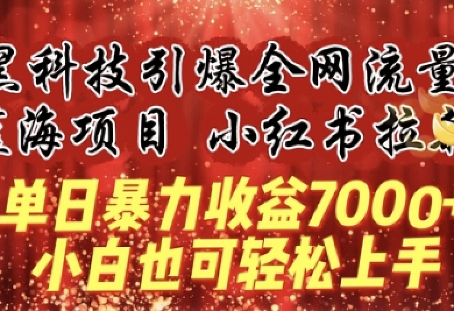 蓝海项目!黑科技引爆全网流量小红书拉新,单日暴力收益7000+,小白也能轻松上手【揭秘】