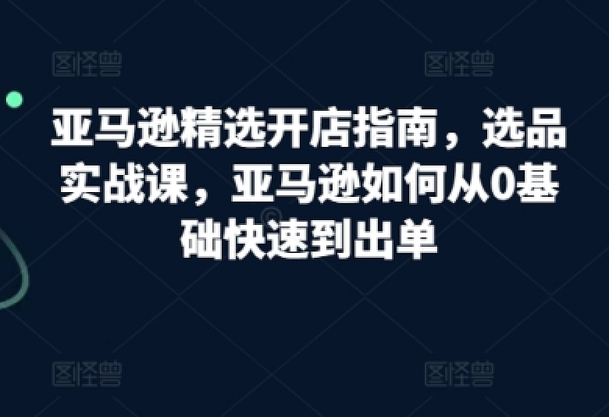 亚马逊精选开店指南,选品实战课,亚马逊如何从0基础快速到出单