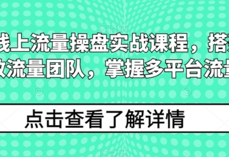 2024线上流量操盘实战课程,搭建高人效流量团队,掌握多平台流量