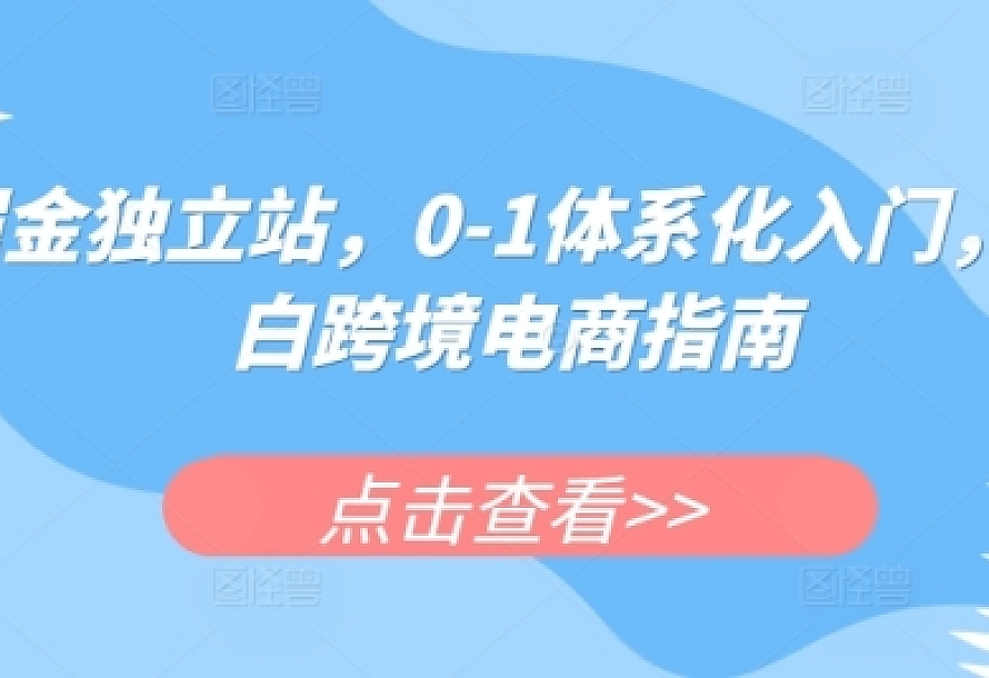 掘金独立站,0-1体系化入门,小白跨境电商指南