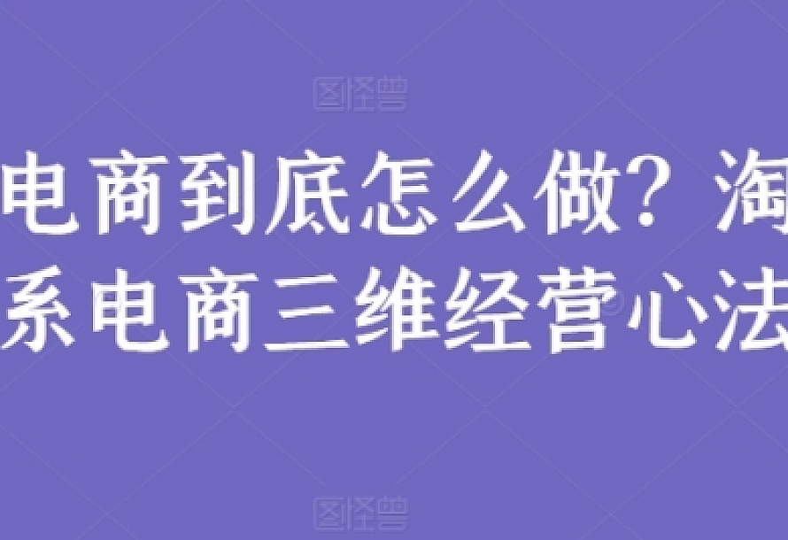 电商到底怎么做?淘系电商三维经营心法(59节课)