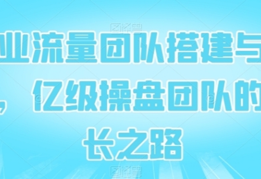 企业流量团队搭建与管理,亿级操盘团队的成长之路(28节课)